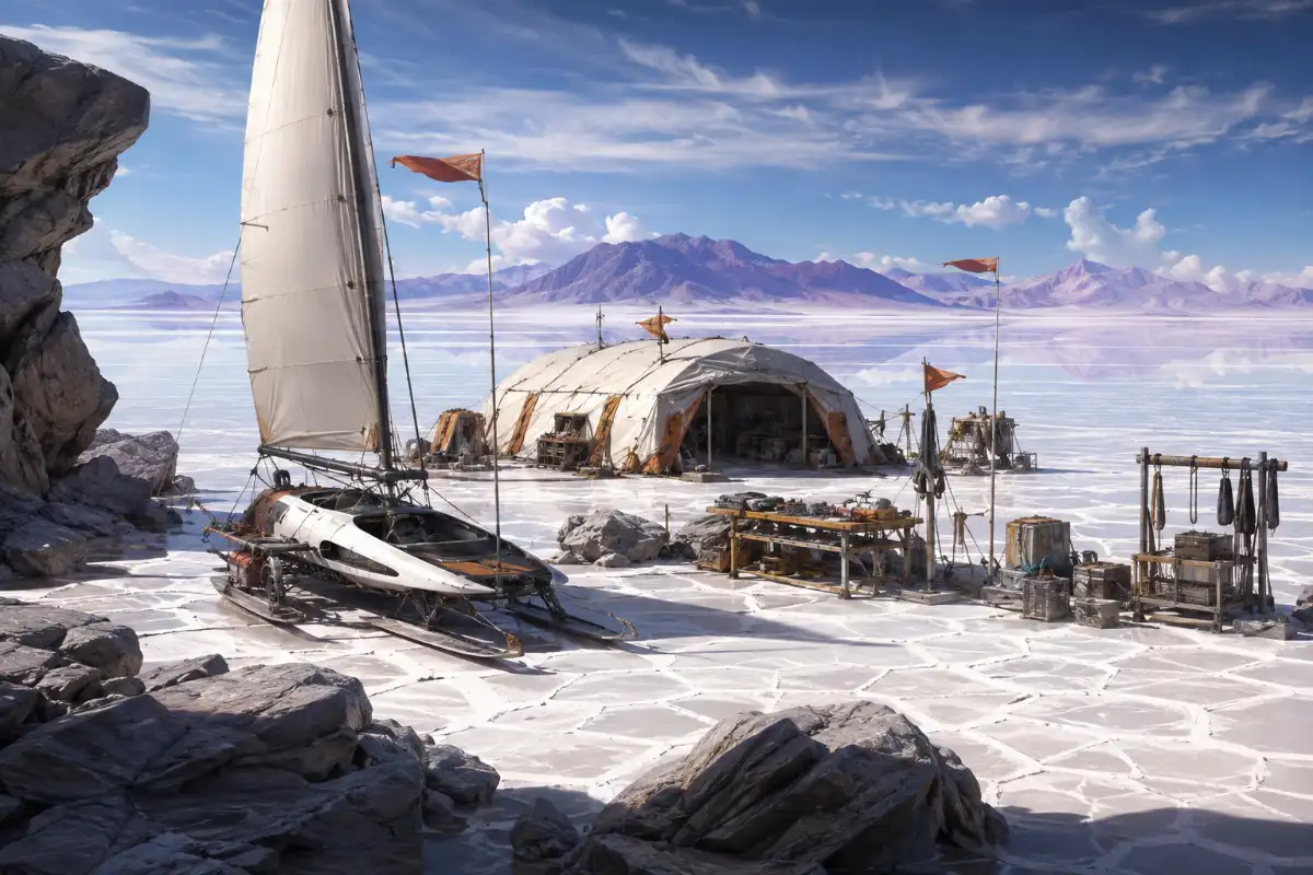 Salt-Flat Wind-Sled Expedition Base