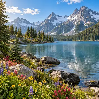 Alpine Lake Wildflower Shore