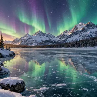 Aurora Frozen Lake