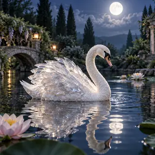 Crystal Swan Moon Pond