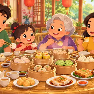Dim Sum Bamboo Table