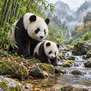 Giant Panda Forest Creek