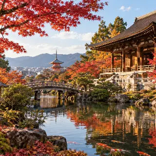 Kyoto Temple Autumn