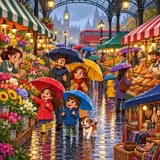 London Rainy Market