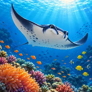 Manta Ray Blue Water