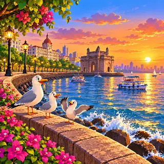 Mumbai Seafront Evening
