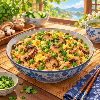Mushroom Pea Fried Rice