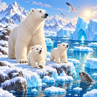 Polar Bear Ice Shore