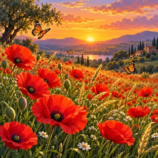 Poppy Meadow Evening