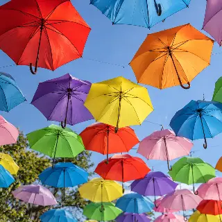 Rainbow Umbrella Overhead