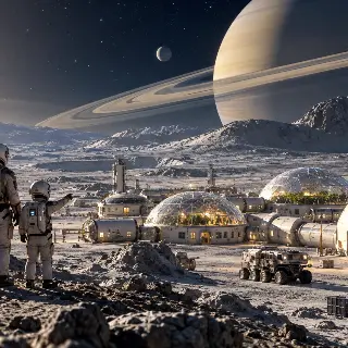 Ringed Planet Moon Colony