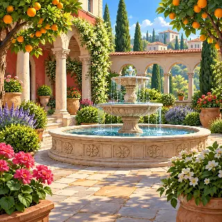 Rome Fountain Courtyard