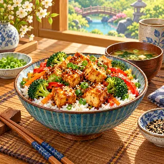 Sesame Tofu Rice Bowl