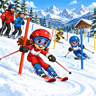 Skiing Alpine Slalom