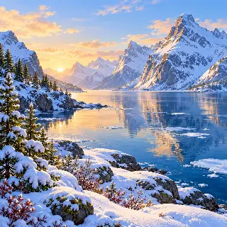 Snowy Fjord Morning