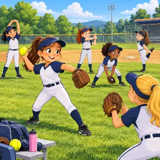 Softball Team Warmup
