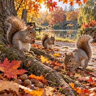 Squirrel Autumn Park
