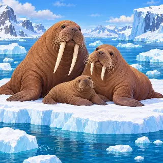 Walrus Ice Floe Family