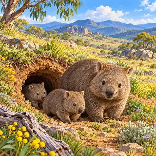Wombat Grassland Burrow