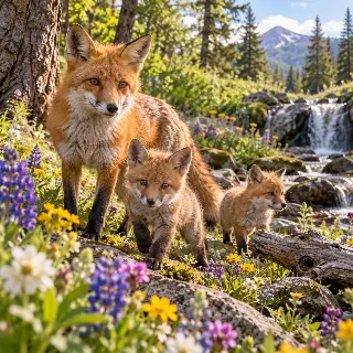 Woodland Fox Family