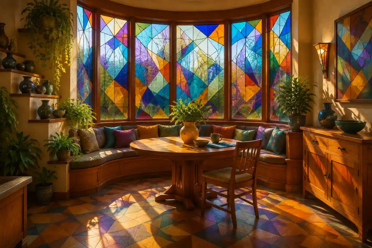 Bay-Window Stained-Glass Breakfast Room