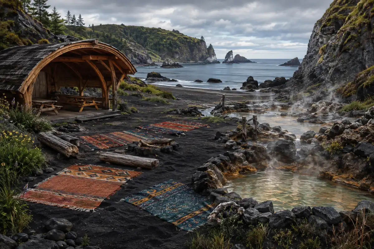 Black-Sand Geothermal Picnic Cove