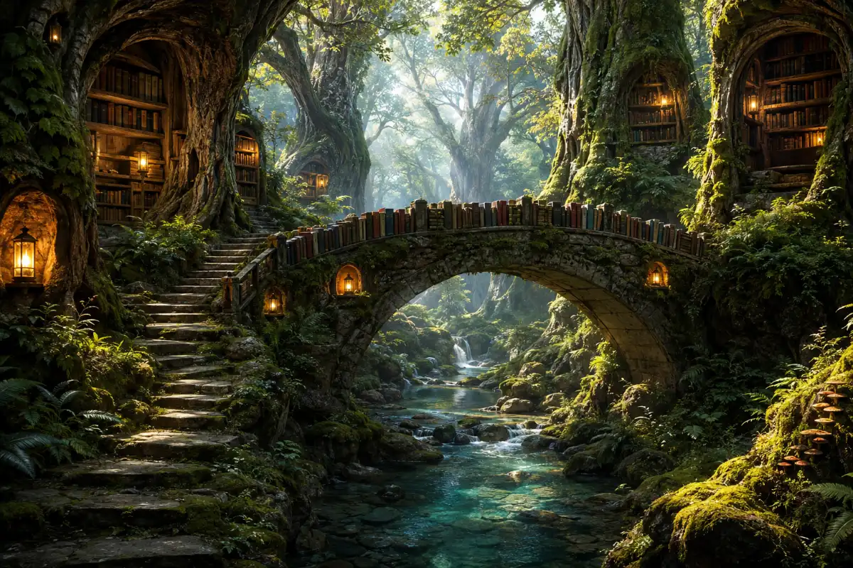 Mossy Giant Library Bridge