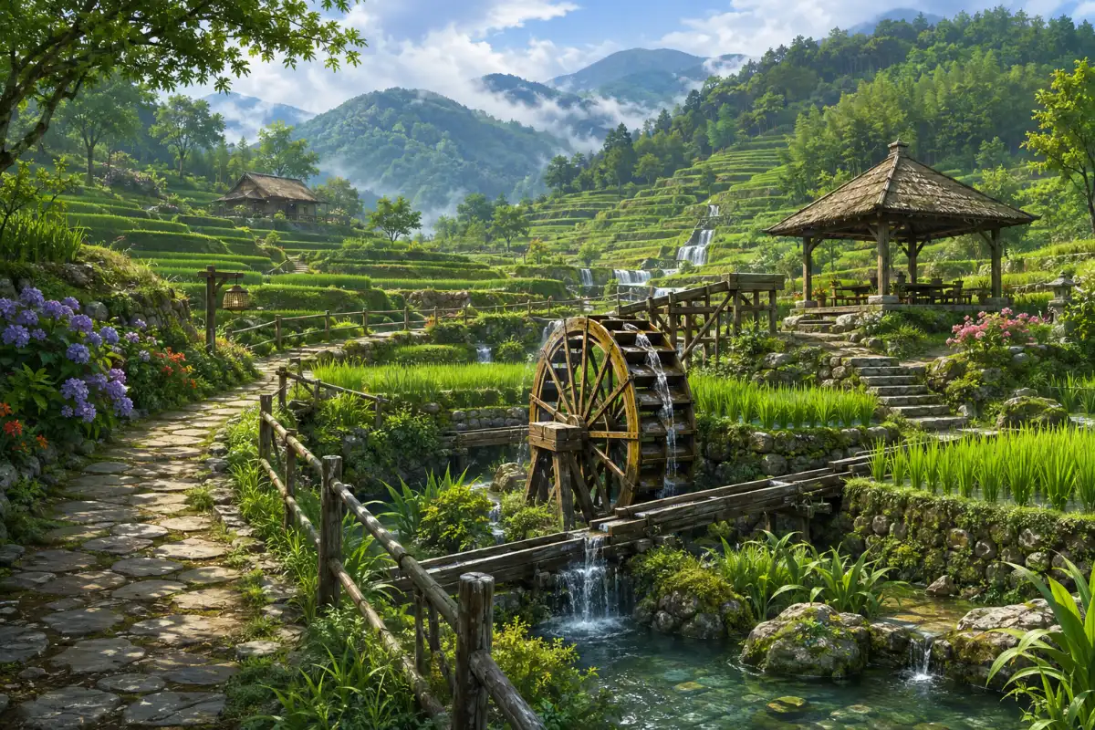 Rice Terrace Waterwheel Path