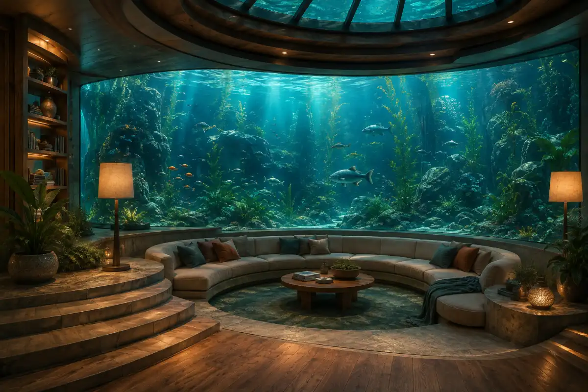 Sunken Lounge Aquarium Wall