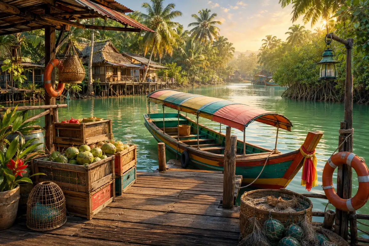Tropical Riverboat Dock